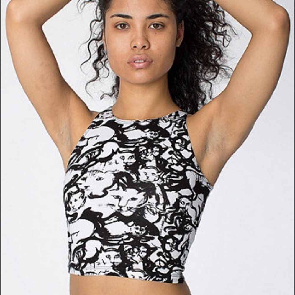 Cat Sketch Cropped Top American Apparel